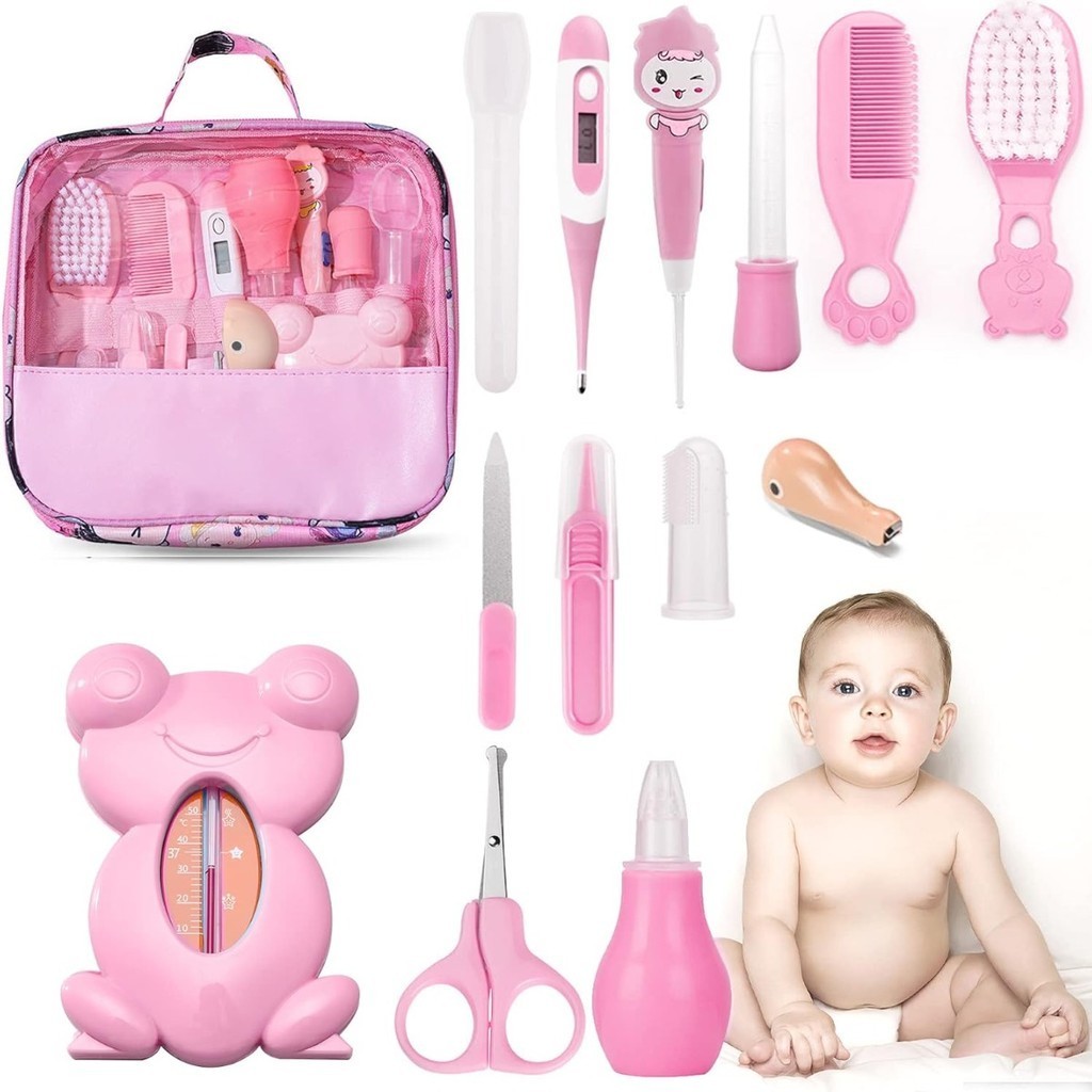 Kit 13 Pecas Cuidados Diários Com Os Cabelos Higiênicos Para Recém-Nascidos Rosa