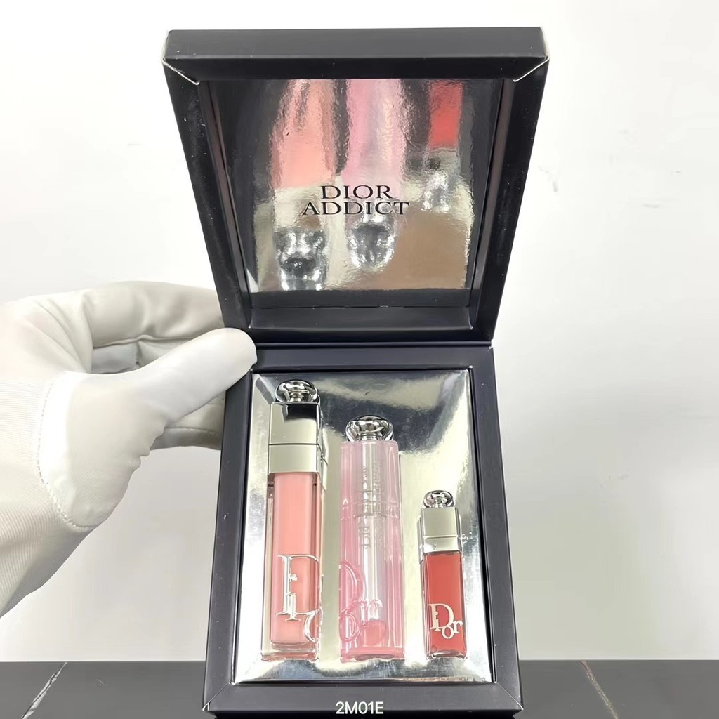 Di Lip Conjunto de três peças Batom clássico que muda de cor 001 Lip Care Essence Lip Glos...