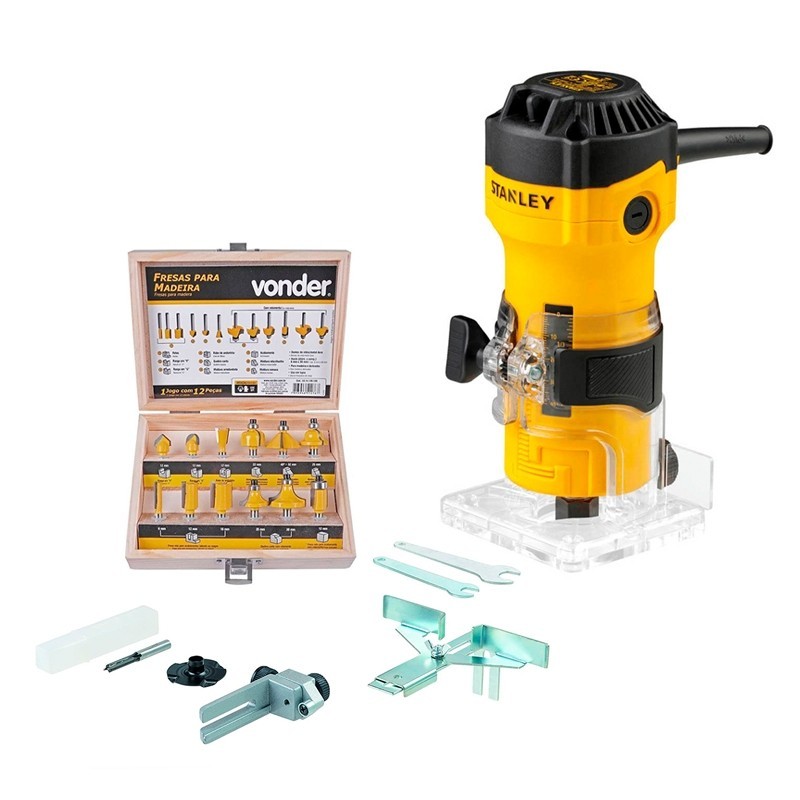 Tupia Stanley St55-B2 (220v) + Jogo De Fresas P/ Madeira 6mm C/ 12 Pcs Vonder em Oferta na Shopee
