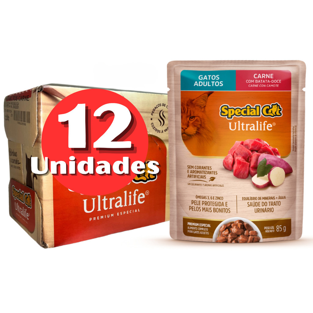 12 unidades Sache alimento úmido gatos Premium super saudável special cat original