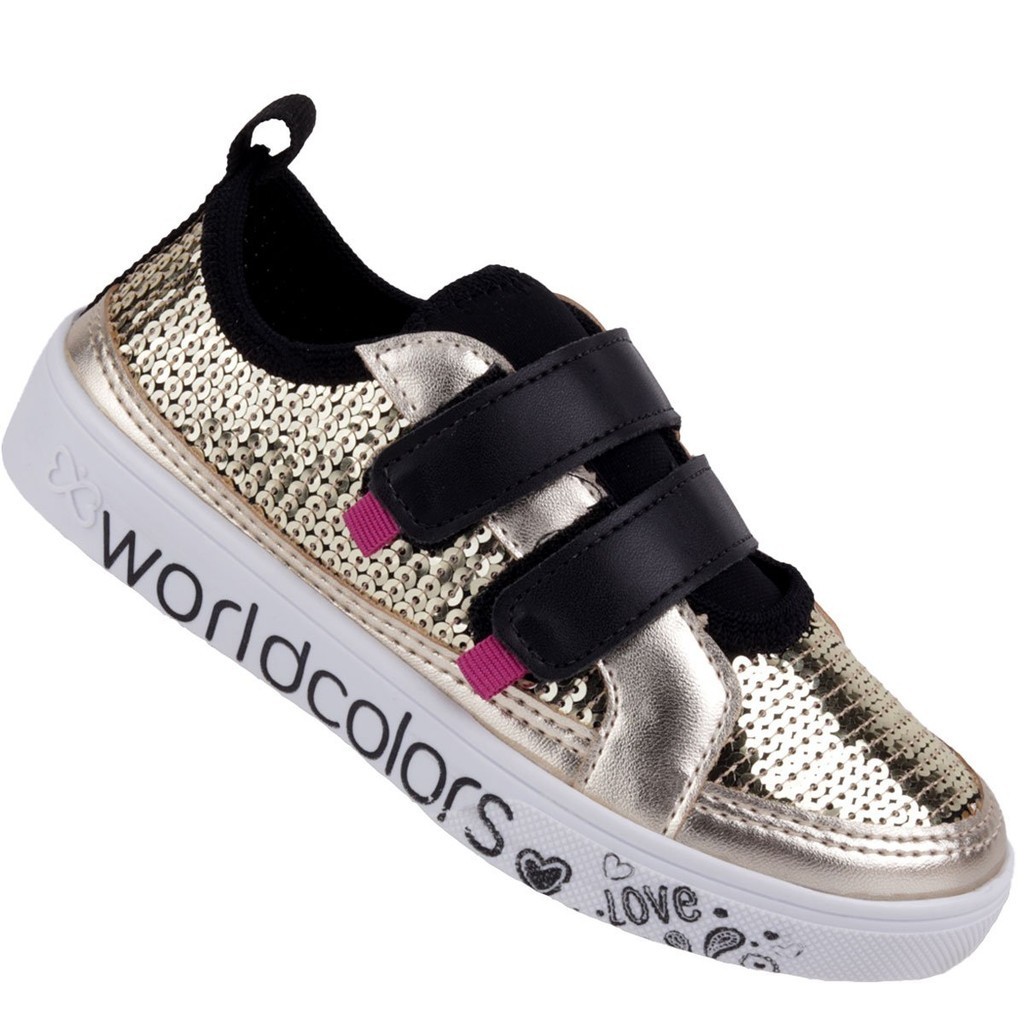 Tênis Infantil Feminino WorldColors Duda - Dourado em Oferta na Shopee