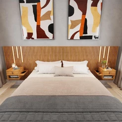 Cabeceira King Ripada Quarto Manila 2 Mesas e Led