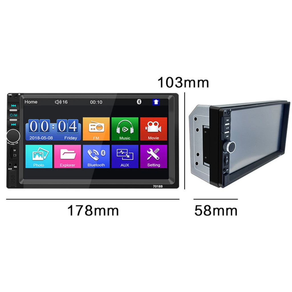 Central Multimídia MP5 Automotiva 7 Polegadas USB/AUX/TF Com Mirrorlink Touch Screen