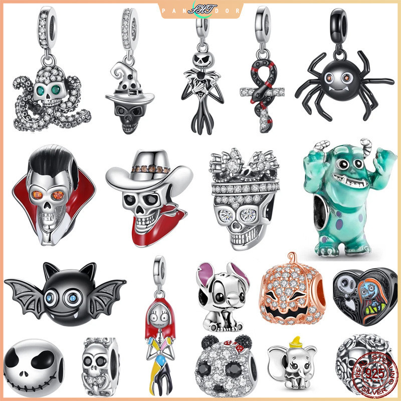 Novo Halloween Vampiro Cowboy Skull Ornament Beads Fit pandora Charme Original 925 Charmes Demônio Para Jóias Femininas Pulseira