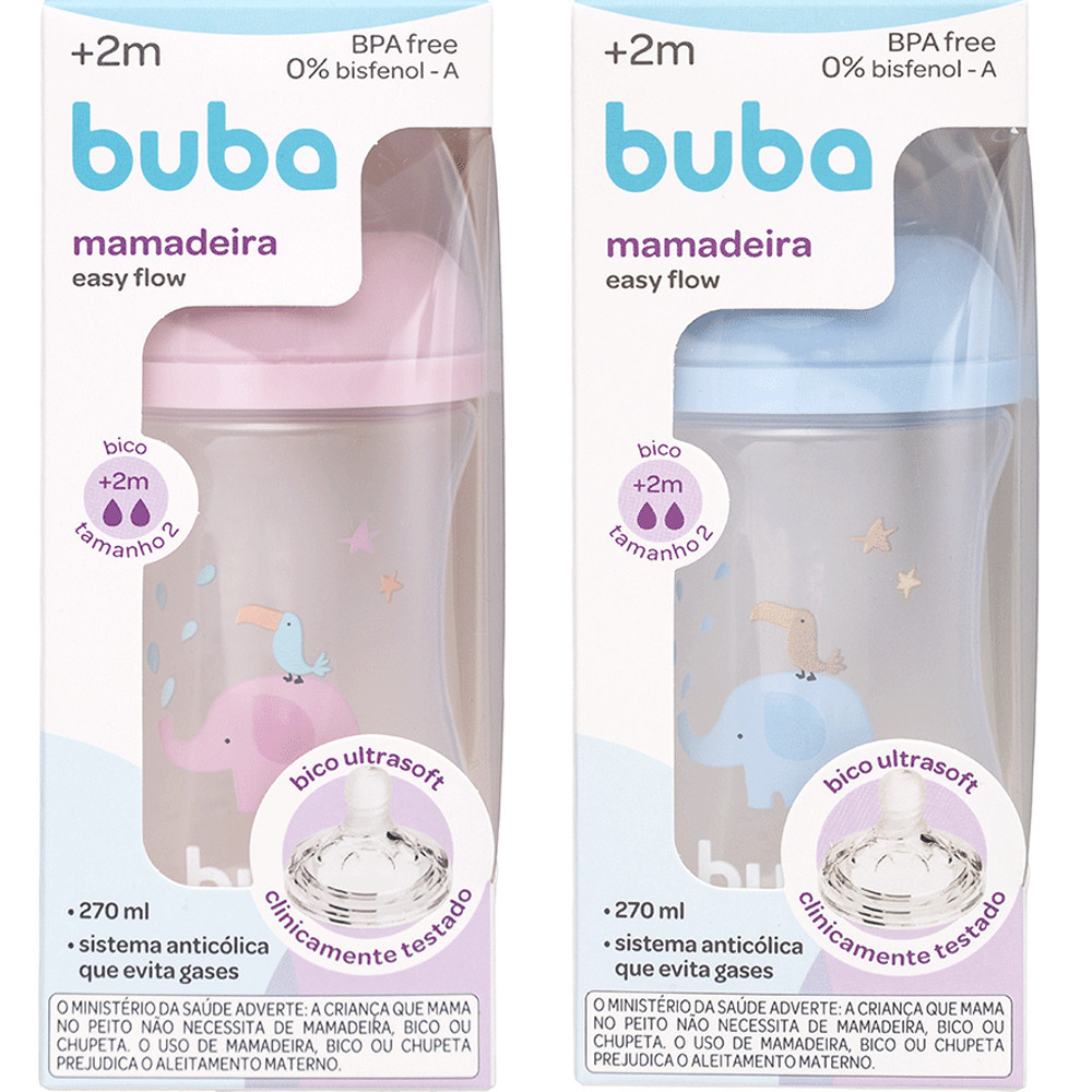 Mamadeira Easy Flow Elefante 270ml Anticólica Buba