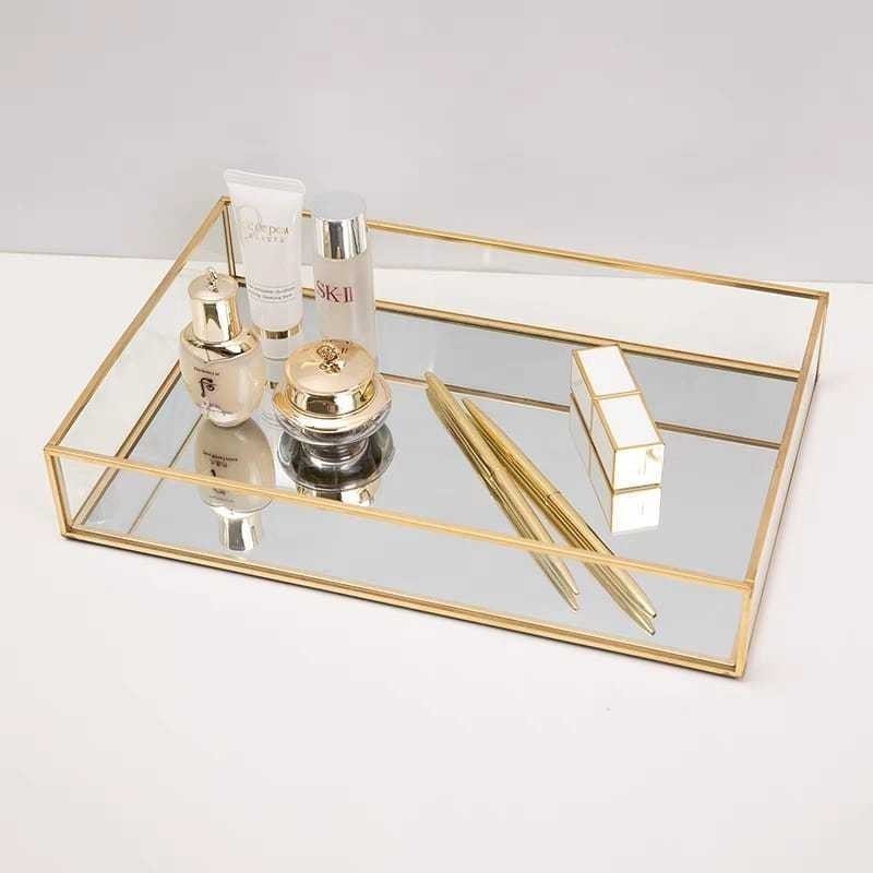 Bandeja espelhada redonda para perfumes/lavabo/banheiro etc. em Oferta na Shopee