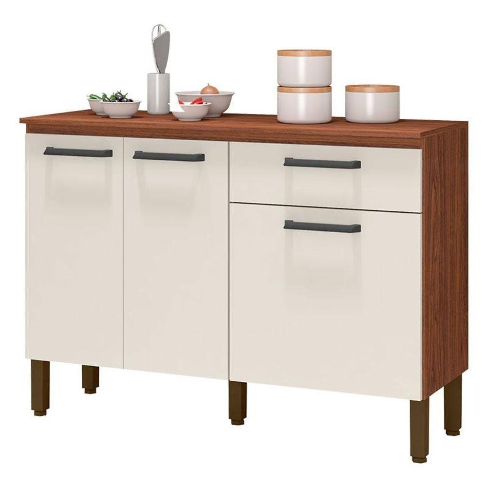 Balcão De Cozinha Versalhes Nogueira Off White - Kits Paraná em Oferta na Shopee