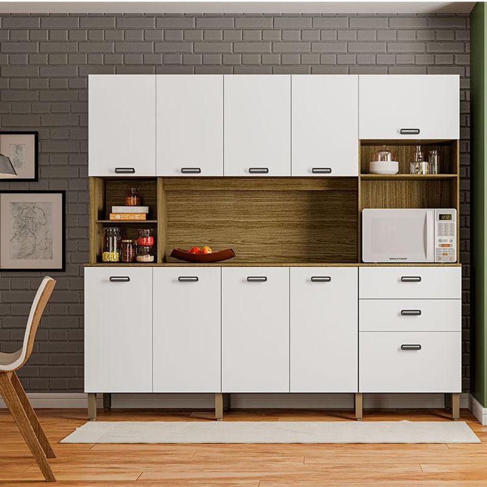 Cozinha Ambiente Intense 10 Portas E 2 Gavetas Freijó Supremo - Kits Paraná - Home & Living