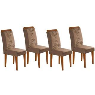 Cadeira Sala de Jantar Amsterdã Kit 4 Un Imbuia - Veludo Capuccino - Rufato em Oferta na Shopee