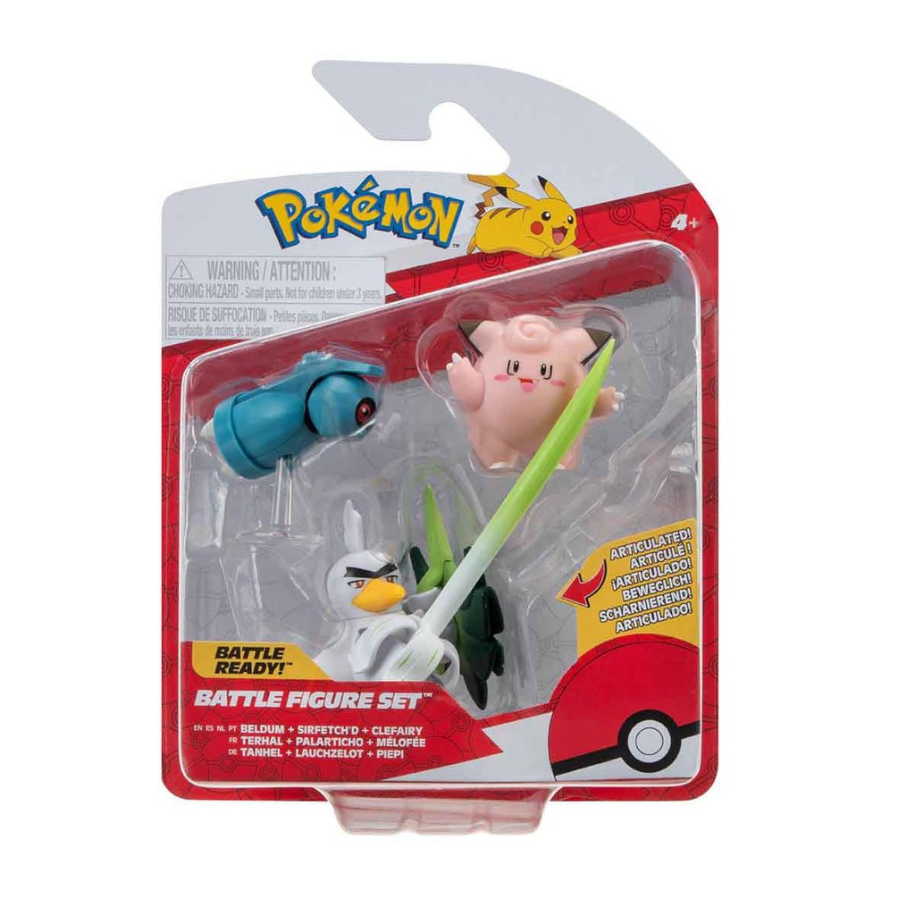 3 Bonecos Beldum, Sirfetch'd e Clefairy - Pokémon - Hobbies & Collections