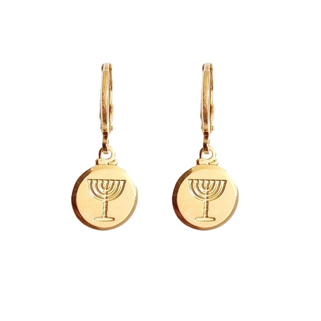 Brinco de Argola Menorá Semijoia Banhada a Ouro 18k