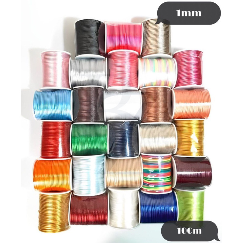 Cordão de Cetim Rabo de Rato - Multicolor/Liso - 100m/1mm em Oferta na Shopee
