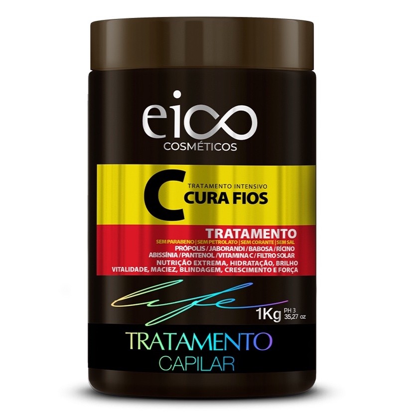 Eico Máscara Tratamento Creme Hidratação Cura Fios 1kg Auxilia Crescimento Força Vitalidade