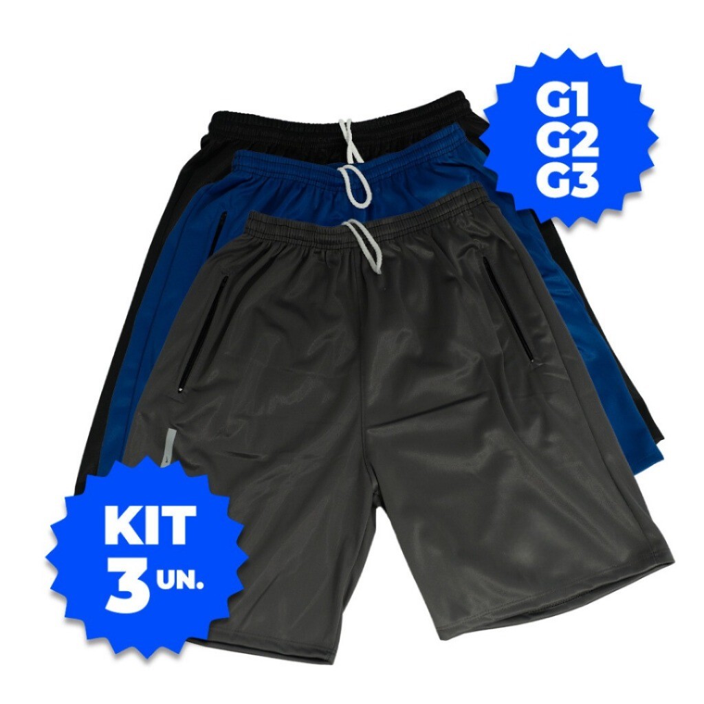 Kit 3 Bermuda Plus Size Dry Fit Refletiva para Academia em Oferta na Shopee