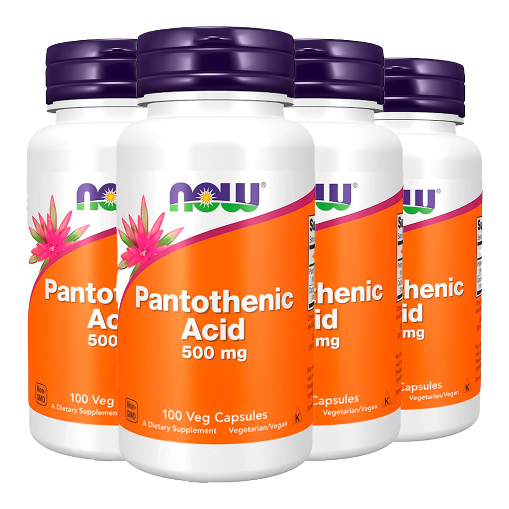 Kit 4x Ácido Pantotênico 500mg Now Foods Complexo B 100Cap /Made in Usa em Oferta na Shopee