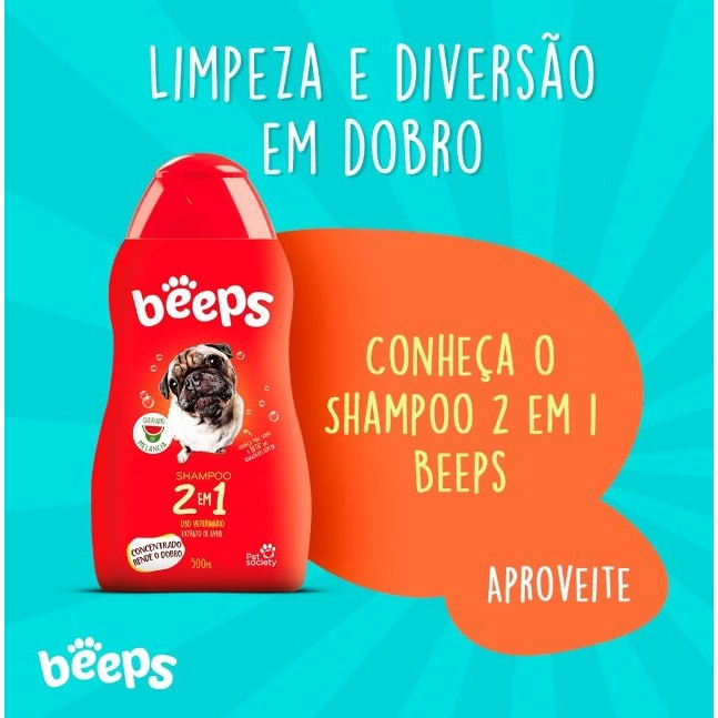 Shampoo 2 em 1 Cachorro Gato Beeps Melância 500mL — imagem 2 de 2