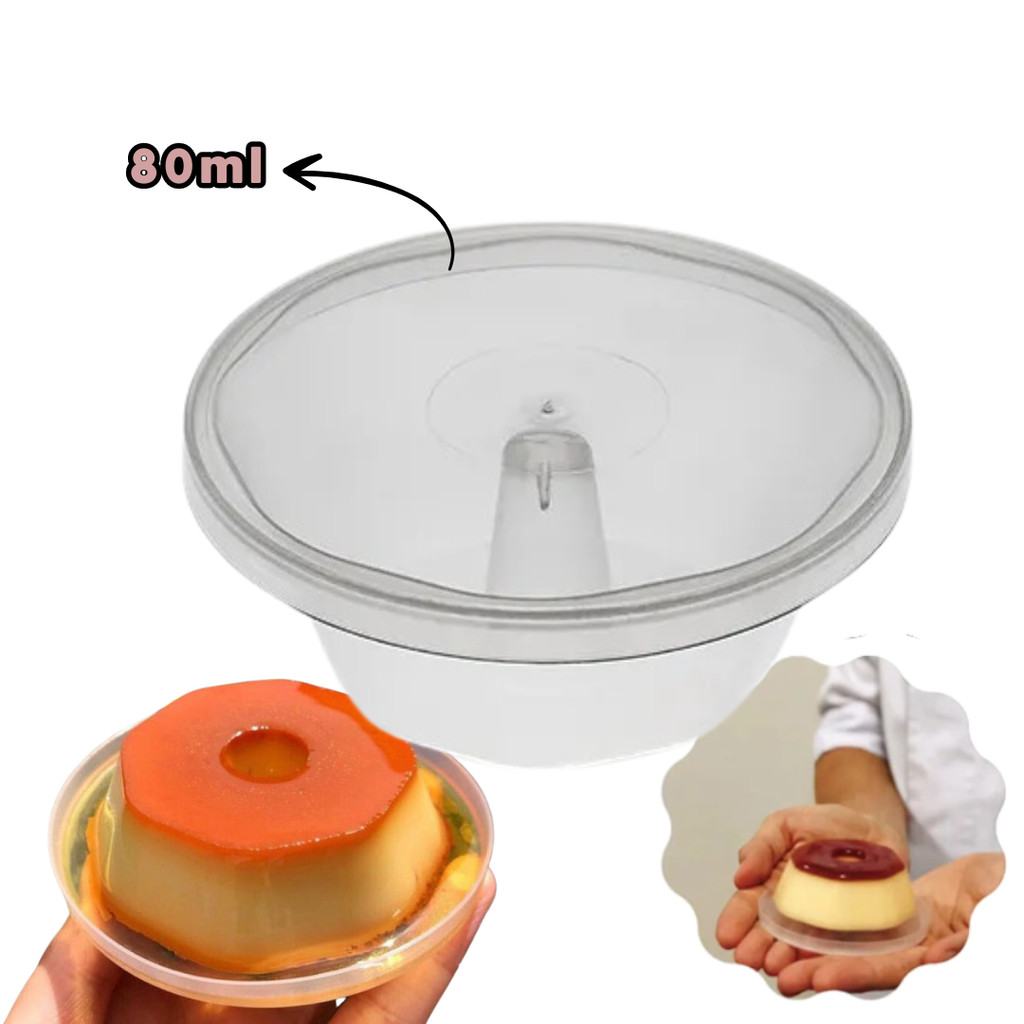 20~100 Mini Formas p/ Pudim 80ml Forneável c/ Tampa Bolo Forno Microondas AirFryer Plastilânia
