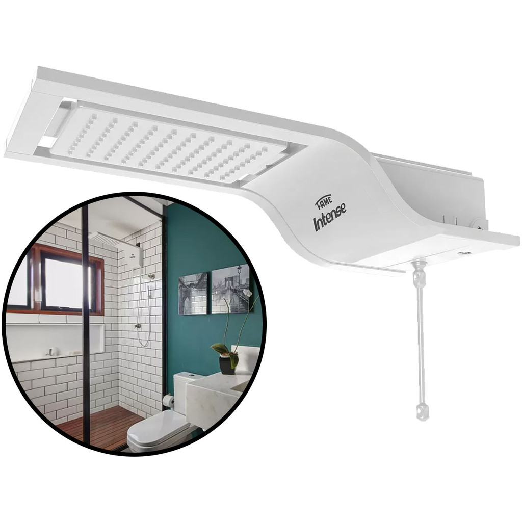 Chuveiro Ducha Intense Eletrônico Para Parede Branco Jato Intenso Com Controle De Temperat...