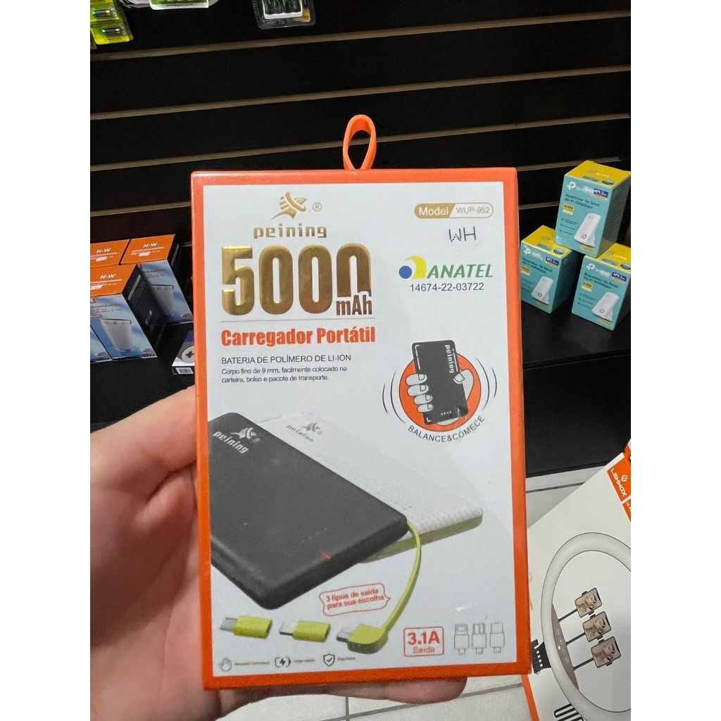 Carregador Portátil Power Bank Bateria Externa 5000mAh WUP-952 para Celular Universal