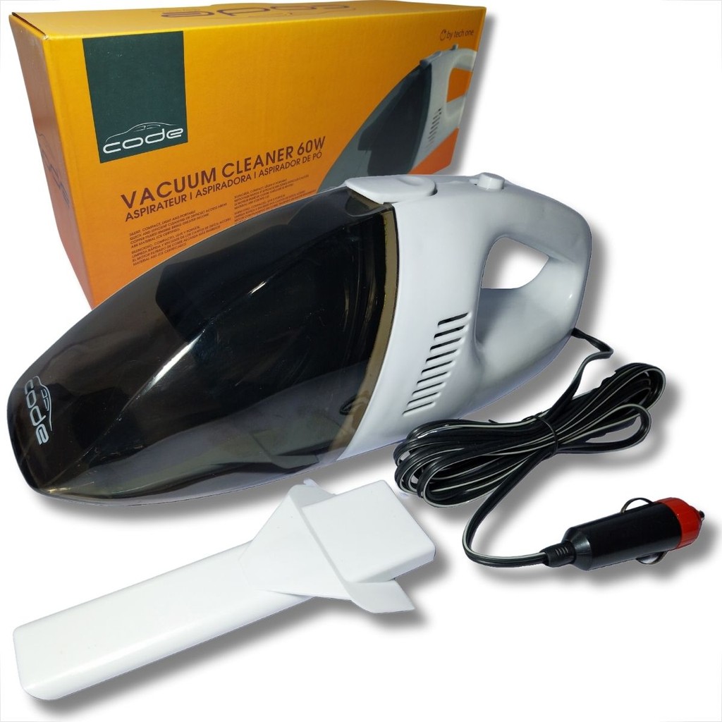 ASPIRADOR DE PÓ AUTOMOTIVO DE MÃO PORTÁTIL PARA CARRO 12V 60W LIMPEZA 0.5L PRETO CODE BY TECHONE