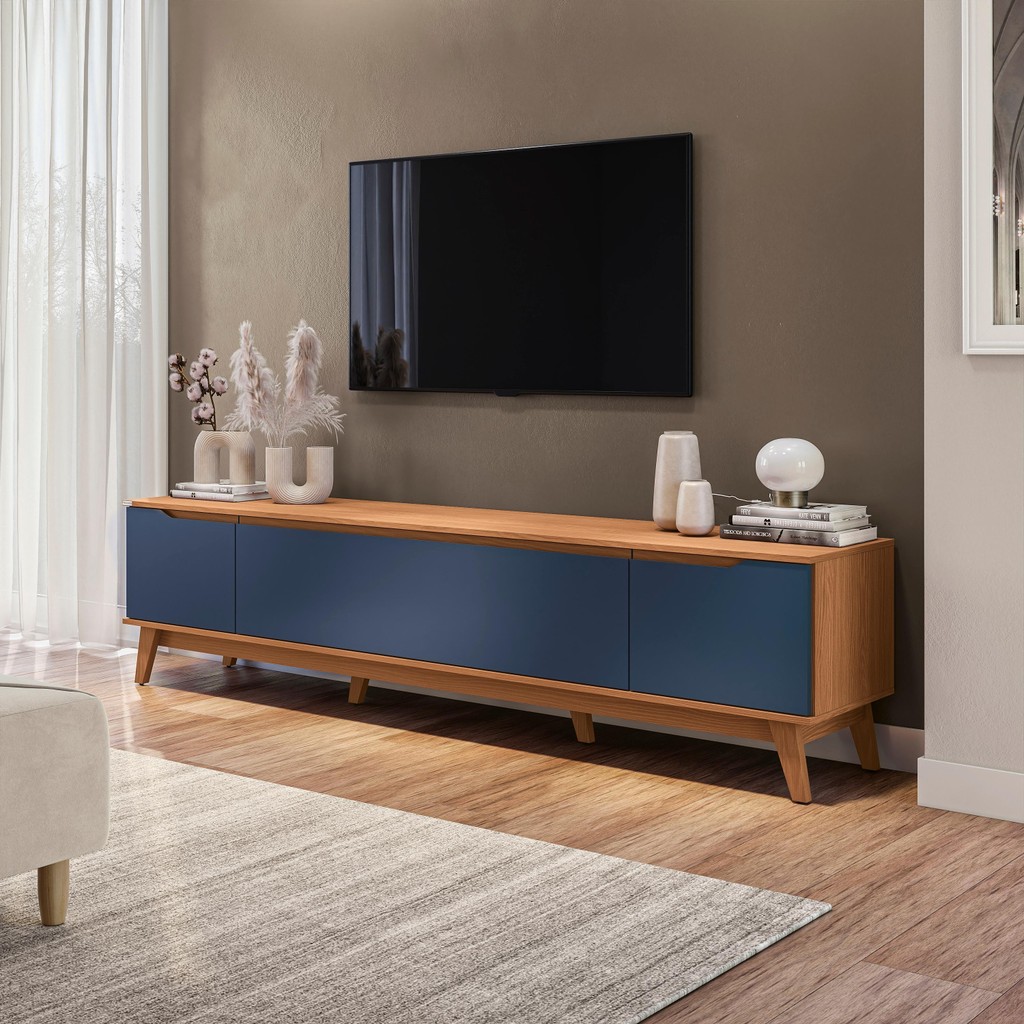 Rack Kappesberg 3 Portas Canela/Azul 218cm - Home & Living