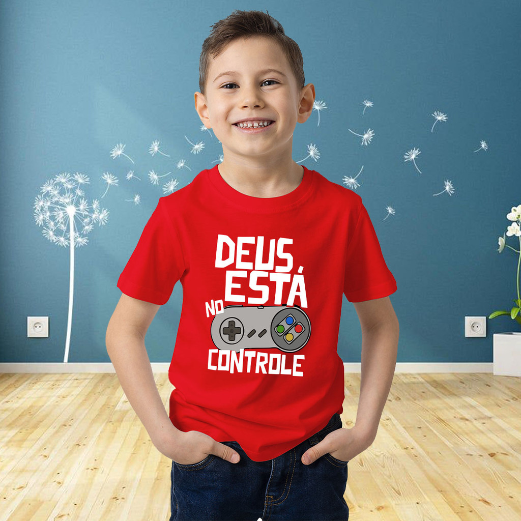 Camiseta Infantil Deus Está No Controle Católica Evangélica Louvor em Oferta na Shopee