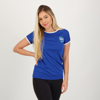 Camisa Placar Brasil Brasão Azul Feminina em Oferta na Shopee