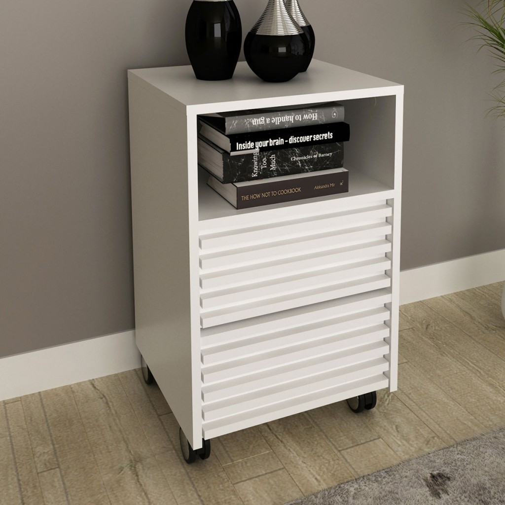 Gaveteiro com Rodízios 2 Gavetas Ripado ME4175 - Tecno Mobili em Oferta na Shopee