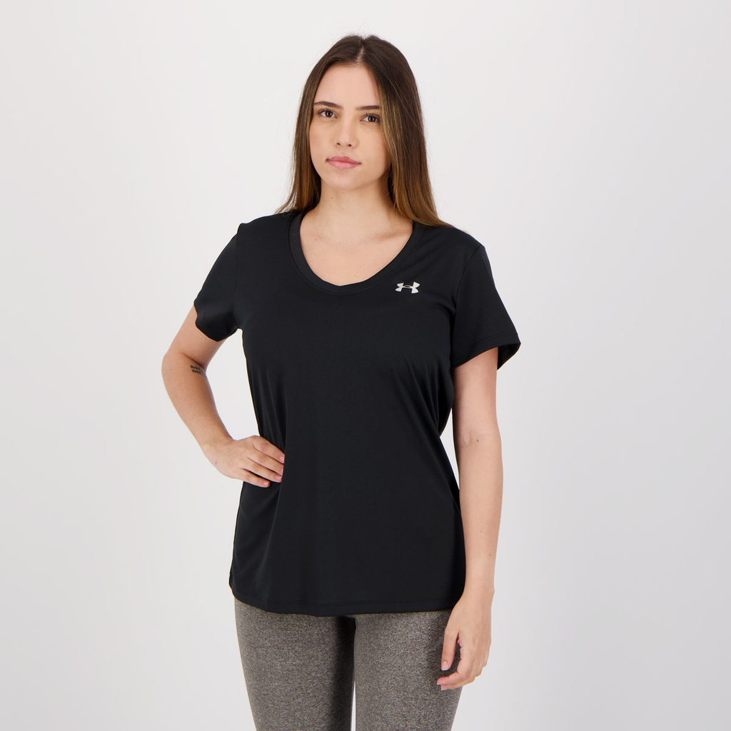Camiseta Under Armour Tech SSV Solid Feminina Preta - Sports & Outdoors