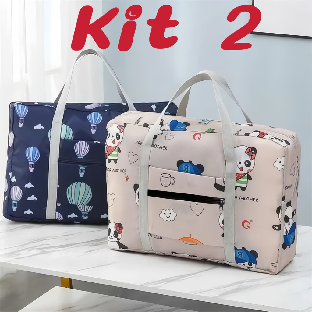 Kit 2 Bolsa Mala Dobrável Impermeavel Para Viagem Organizador Armazenamento De Bagagem   anjgg