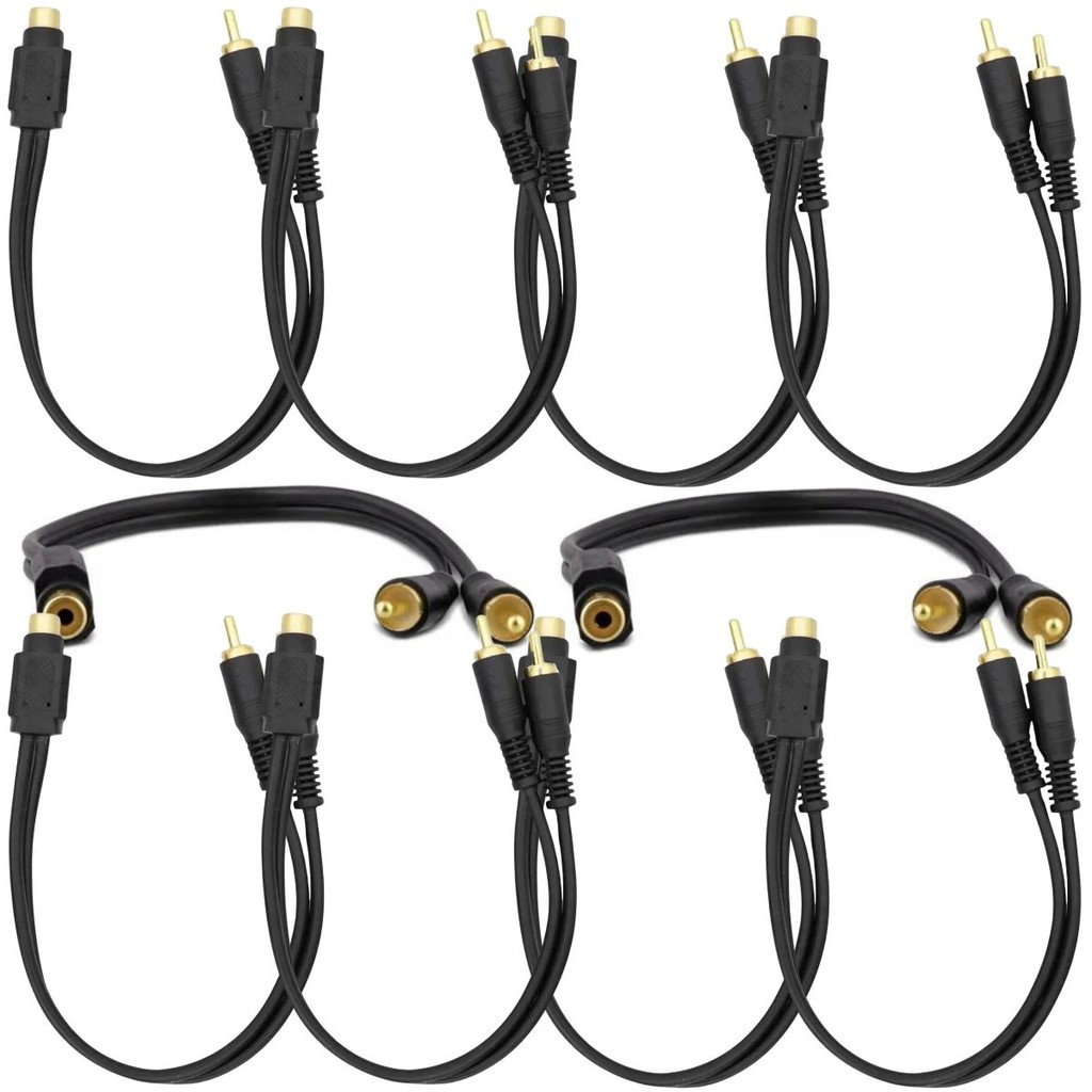 Kit 10 Cabo Rca Y Flexível 2 Macho 1 Fêmea Som Automotivo em Oferta na Shopee