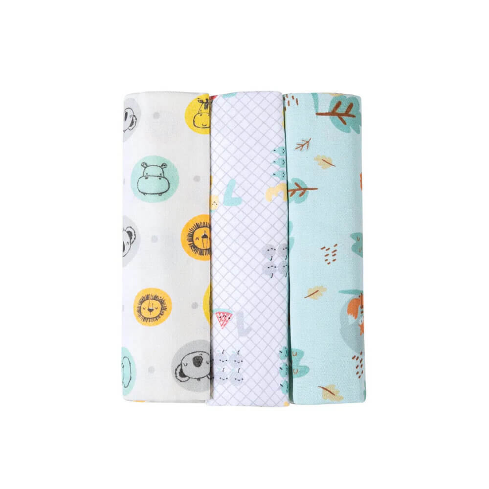 Kit Cueiro Karinho Flanelado Estampado 80cmX80cm  - 3 Peças - Mom & Baby
