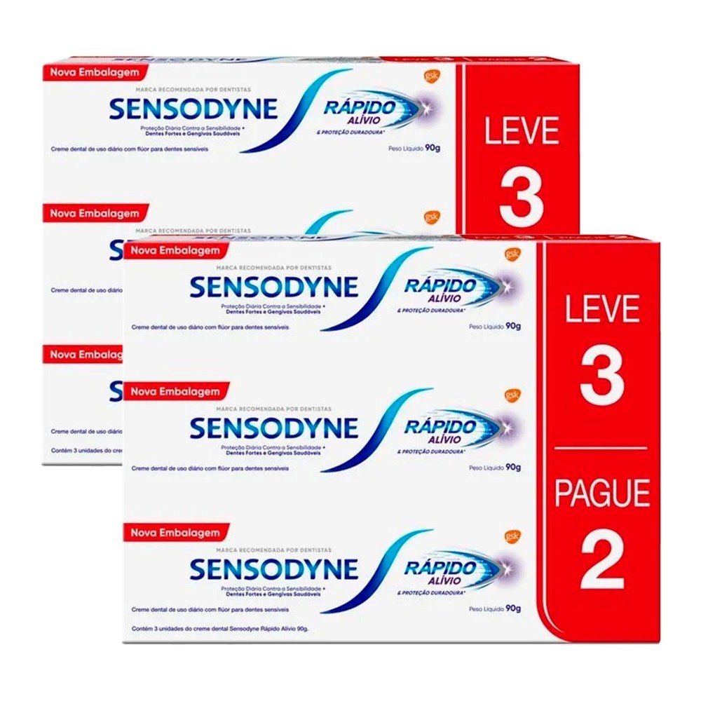 Kit 2 und Sensodyne Alivio Rapido Leve 3 Pague 2 90g em Oferta na Shopee
