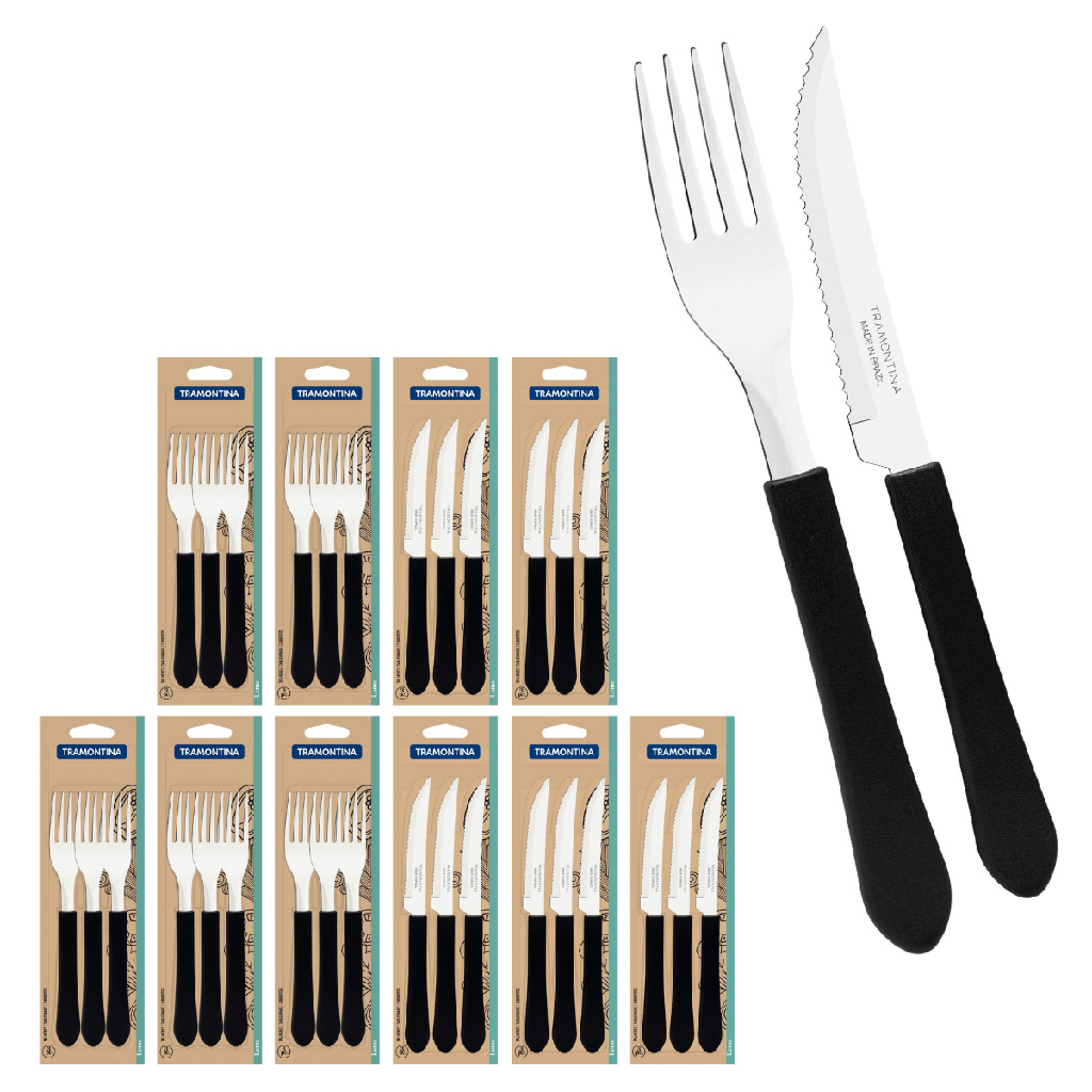 Kit 30 Talheres Restaurante Garfo Faca Carne Com Serra Tramontina Buffet Cozinha Inox em Oferta na Shopee