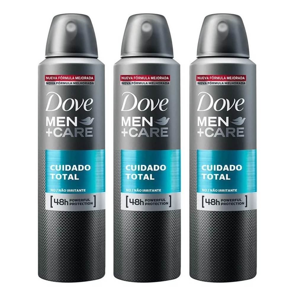 Kit 3 Desod Aerossol Dove Men Care Cuidado Total 150ml - Beauty