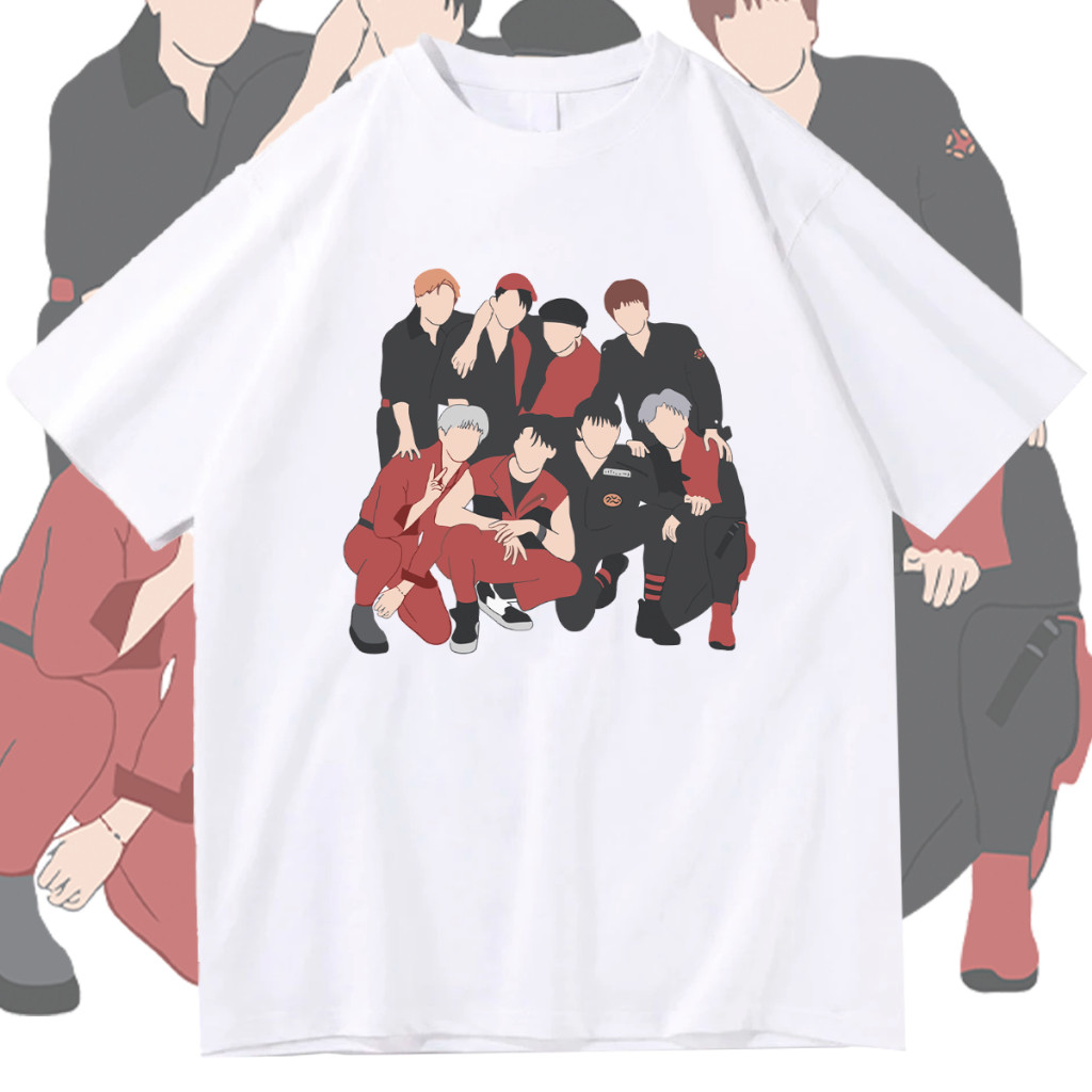 Camisa Kids Estampa Coreana Stray Kids Unissex Algodão Hyunjin Blusa Camiseta Lee Know Bang Chan