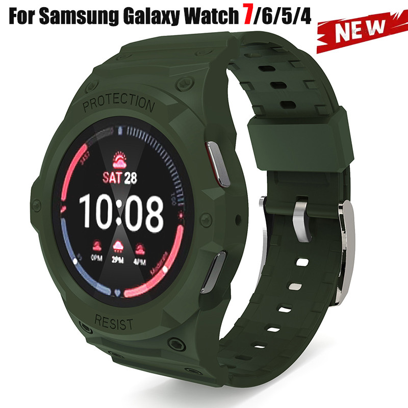 Capa Com Pulseira De Borracha Para Samsung Galaxy Watch 7 44mm 40mm , Protetora De Silicone Resistente 6 5 4 , Acessório