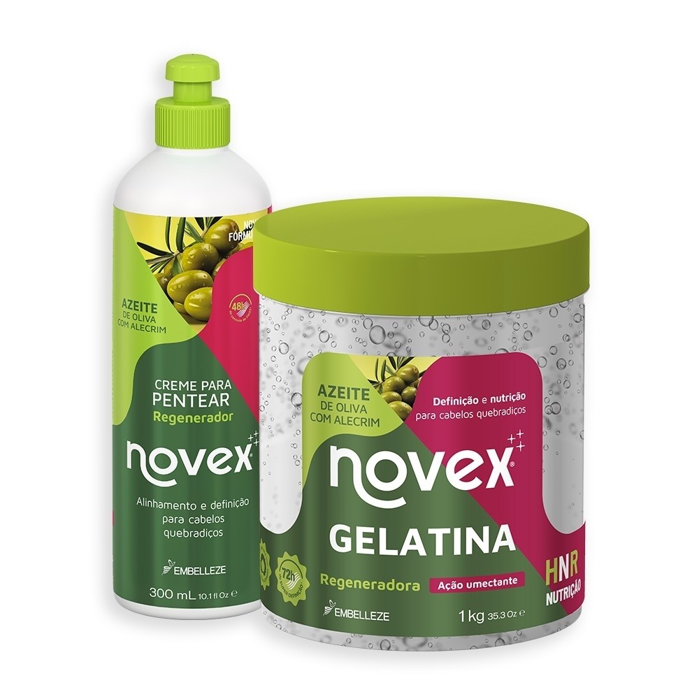 Kit Novex Azeite de Oliva Gelatina 1KG + Creme Para Pentear 300G - Beauty