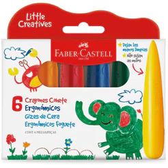 Giz de Cera Foguete Infantil 06 Cores Criativas Faber Castell - 1 Estojo