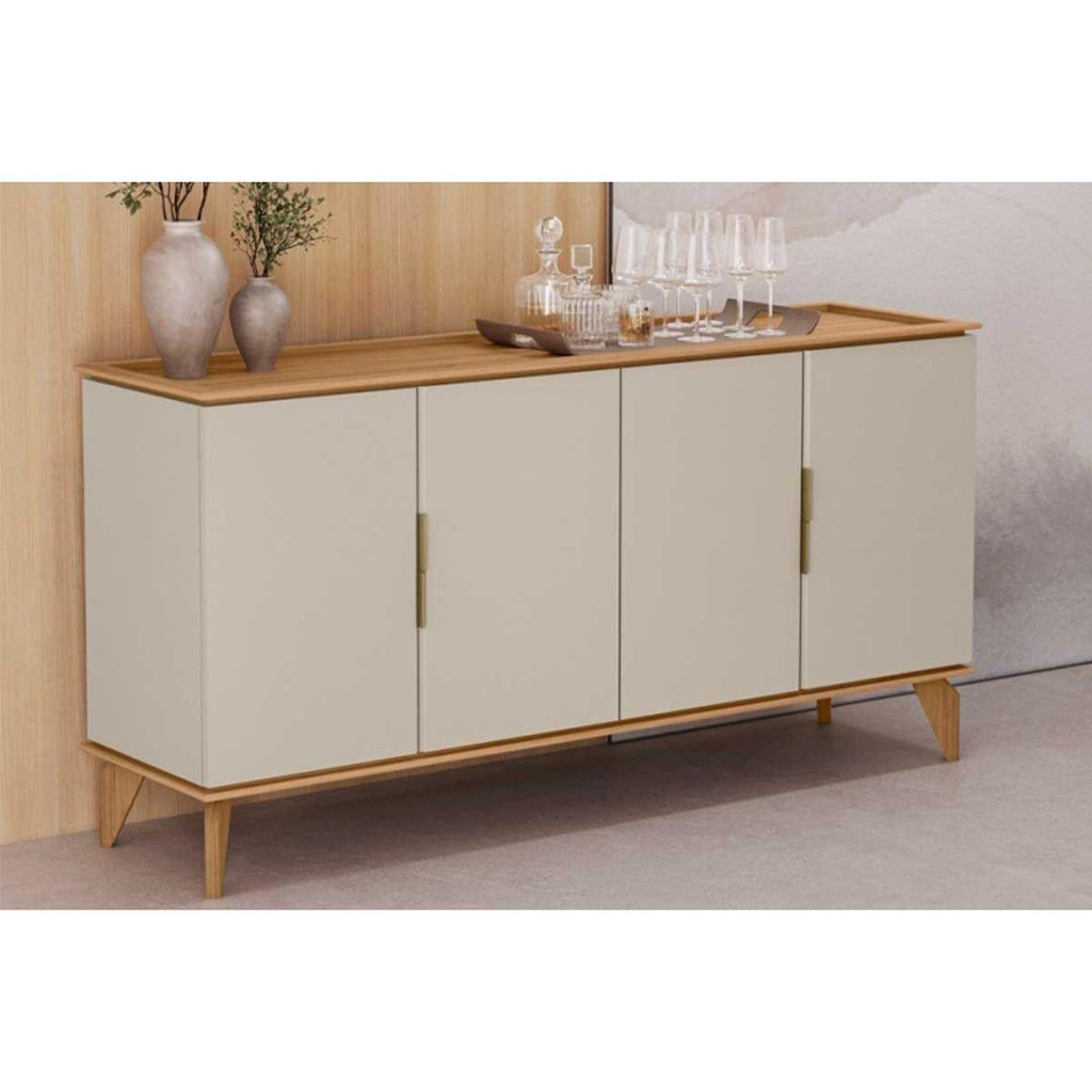 Buffet de Sala Jantar Evora c/ 4 Portas Jequitiba/Off White Fosco - Linea Brasil em Oferta na Shopee
