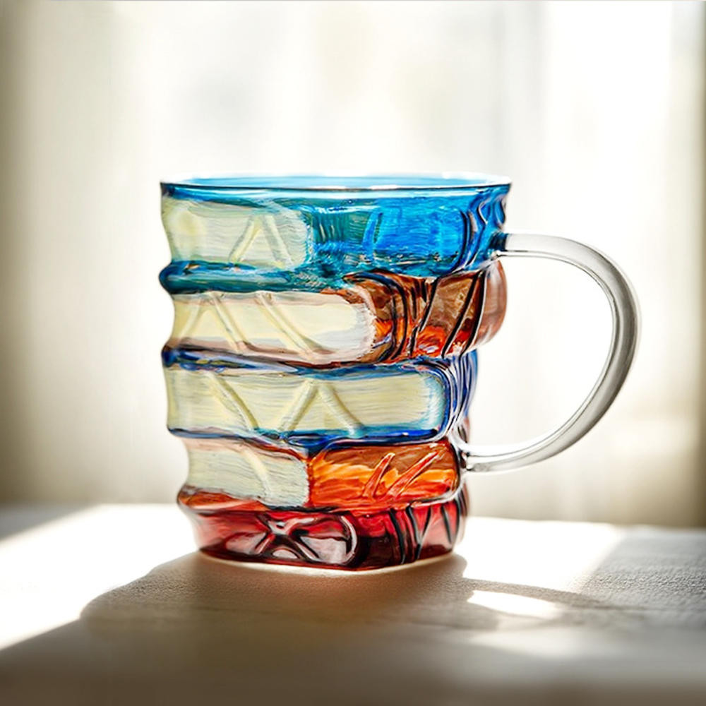 Caneca De Vidro De Livro Pintado , Novidade , Canecas De Café Para Amantes De Livros , Presentes Mulheres Exclusivas , 3 em Oferta na Shopee