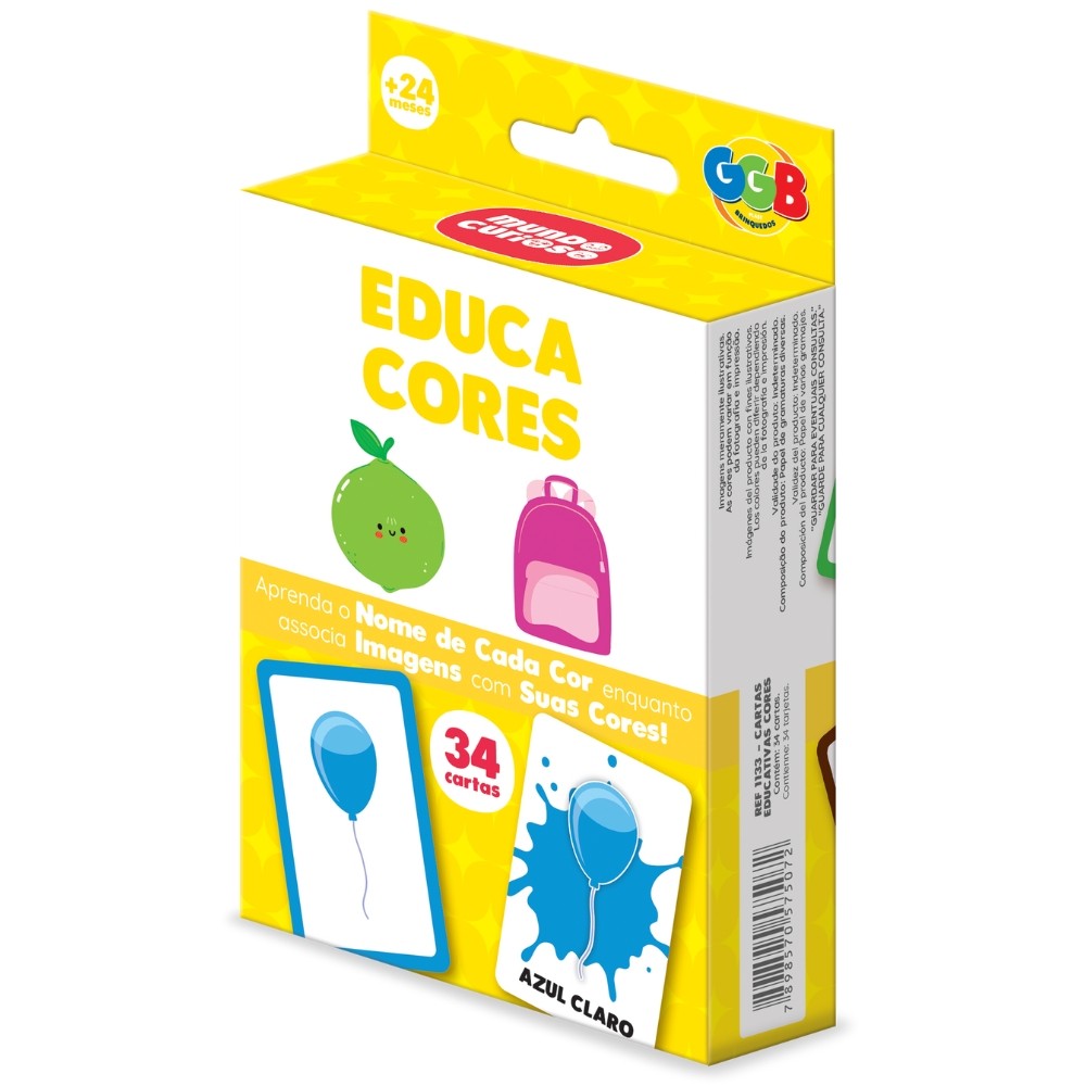 JOGO EDUCA CORES 34 CARTAS GGB BRINQUEDOS MESA IMAGENS REAL NOMES EDUCATIVO COR FAMÍLIA CRIANÇAS em Oferta na Shopee