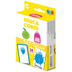 JOGO EDUCA CORES 34 CARTAS GGB BRINQUEDOS MESA IMAGENS REAL NOMES EDUCATIVO COR FAMÍLIA CRIANÇAS
