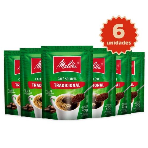 Kit 6 Cafés Solúvel Melitta® Tradicional Sachê 40g em Oferta na Shopee