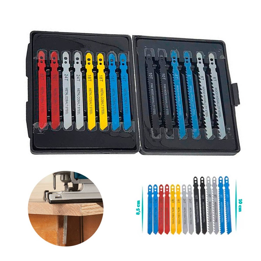 Kit Lâminas Serra Tico Tico 14pçs Metal Madeira Manual Ferramenta Aço Bimetal Acessório Marcenaria