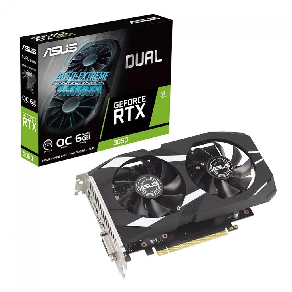 Placa de Vídeo Asus Dual, NVIDIA GeForce RTX 3050 OC, 6GB, GDDR6, DLSS, DUAL-RTX3050-O6G
