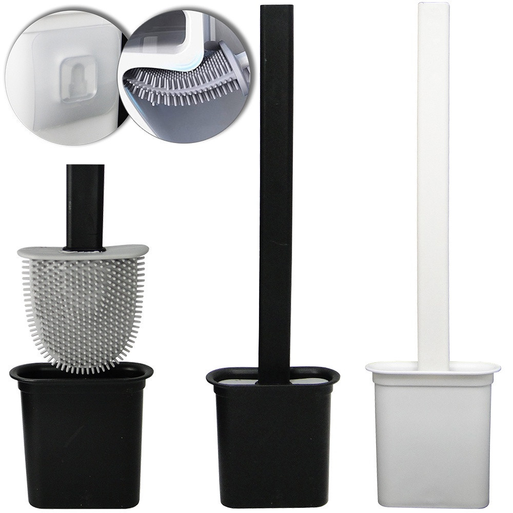 Escova De Silicone Para Limpeza De Vaso Sanitário Privada Banheiro Com Suporte De Parede em Oferta na Shopee