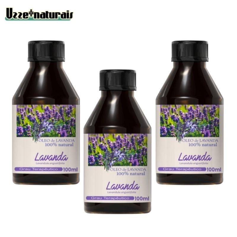 Óleo de Lavanda 100%natural Uzze+naturais 1. 2 e 3 unidades de 100ml cada frasco