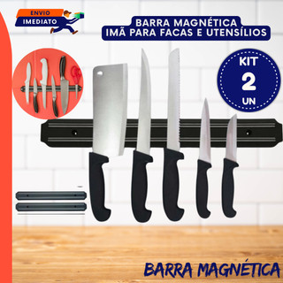 2 Unid Barra Magnética De Parede Para Faca E Utensílios Organizador Porta Facas Imã 50cm