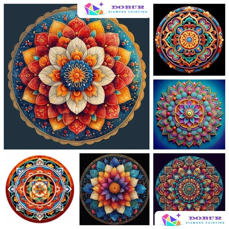 DOBUR | Conjunto De Pintura Diamante Mandala 5D DIY Redondo/Quadrado Completo Broca Tela Com Número Artesanato Presente